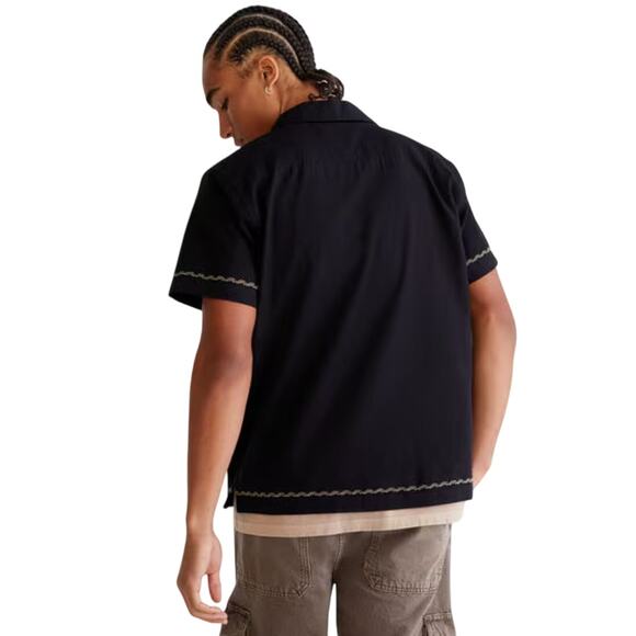 NWT Aeropostale Cotton Linen Embroidered Floral Short Sleeve Button Up Size S - Picture 4 of 11